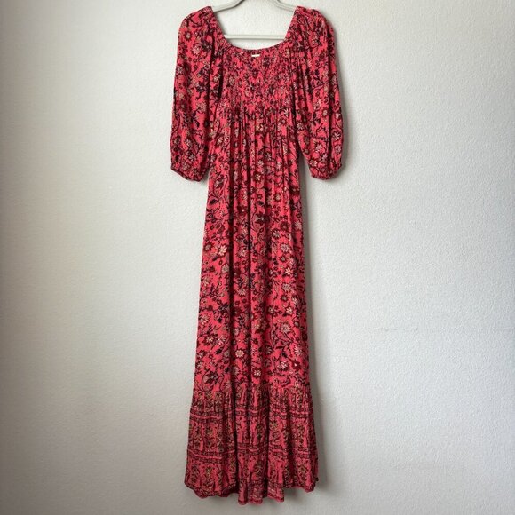 Billabong Dresses & Skirts - Billabong Boho Floral Print Full Bloom Smocked Ruffle Hem Maxi Dress